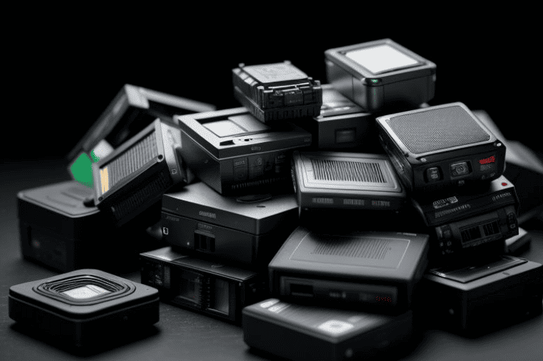 pile of e-waste