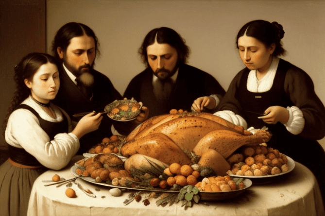 Thanksgiving feast for early Americans