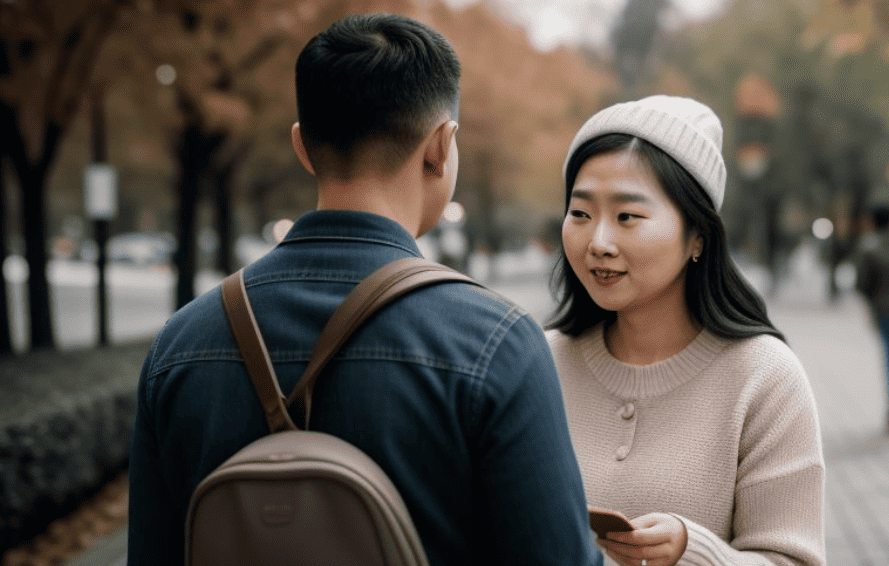 young couple making plans